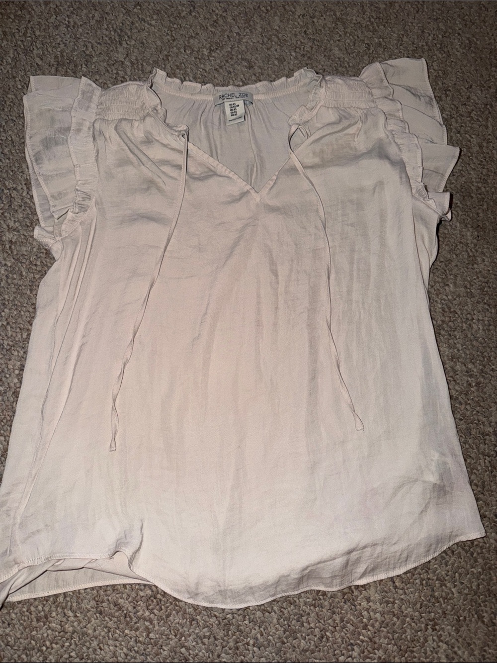 Rachel Zoe Light Blush Ruffle Sleeve Tie-Neck Blouse